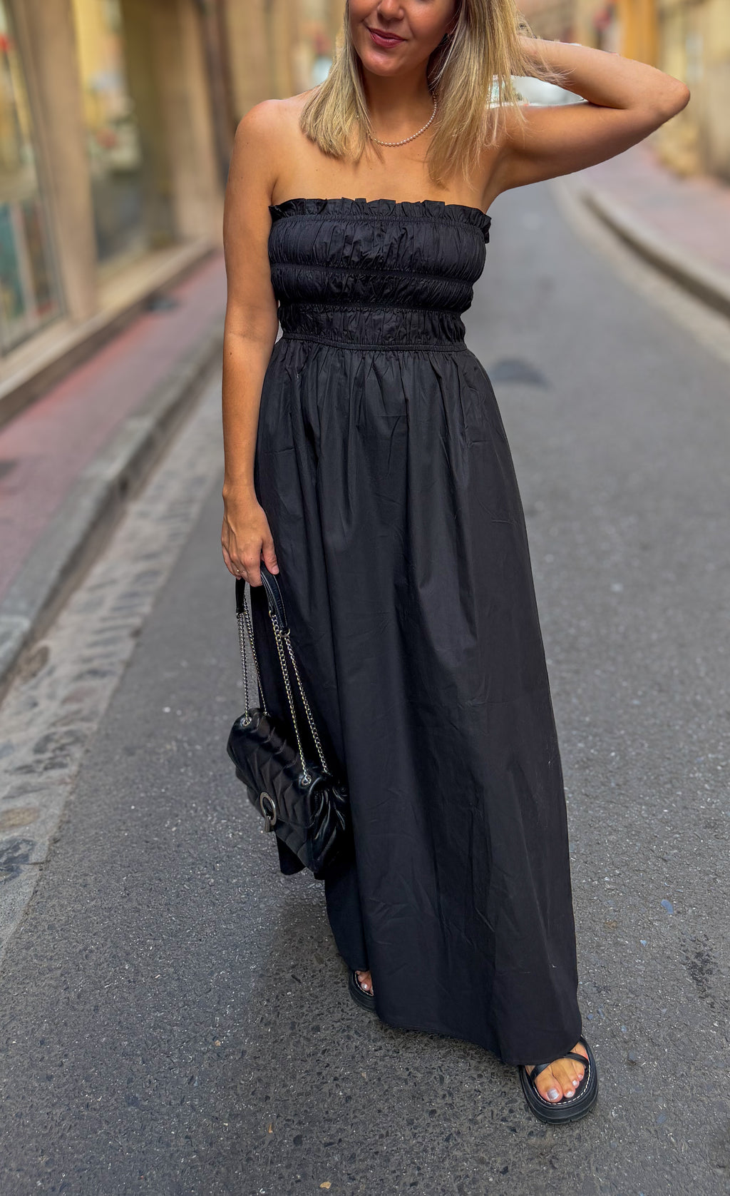 Robe en popeline smockée