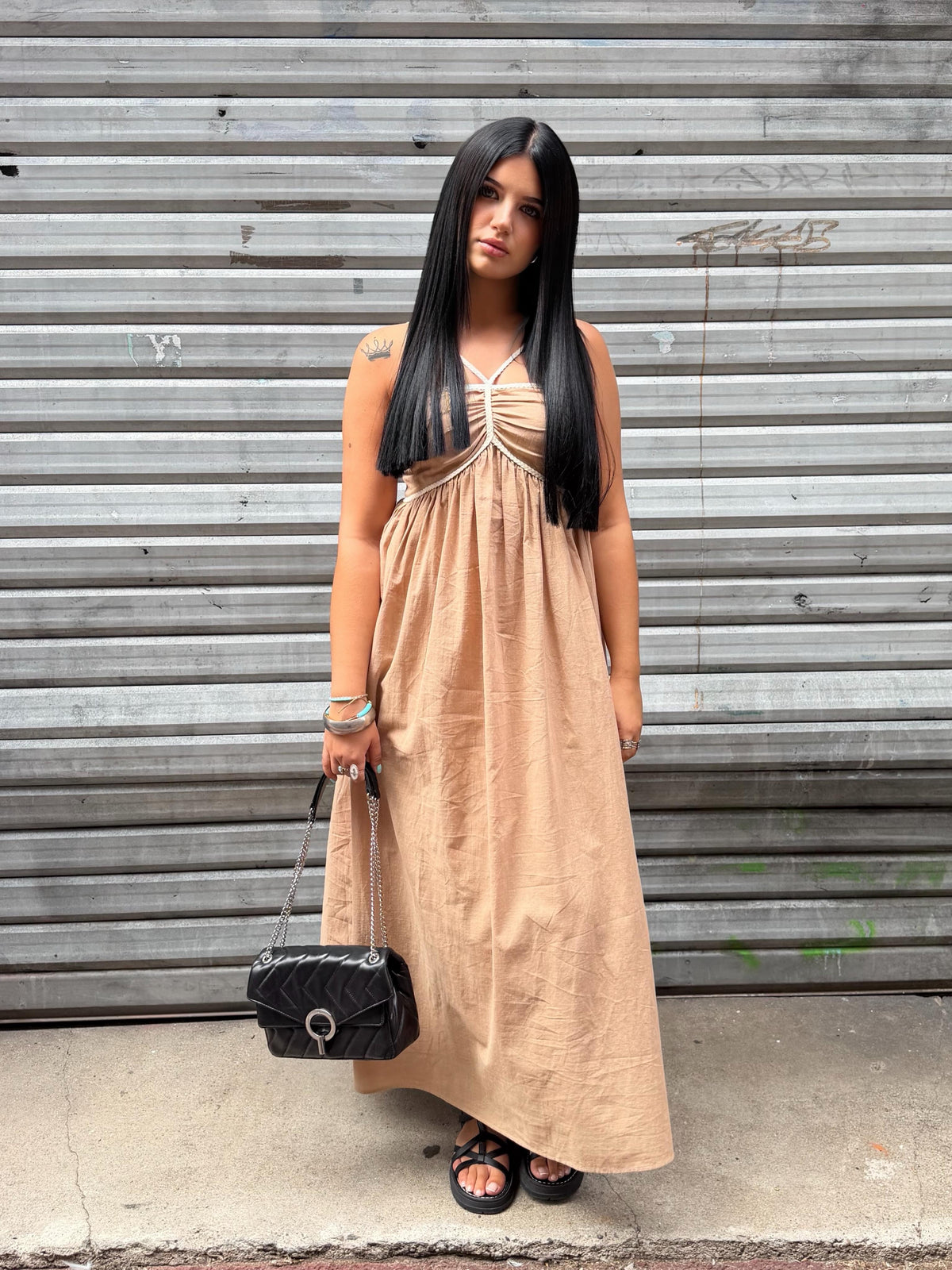 Robe maxi beige