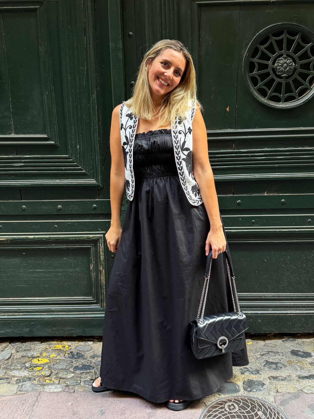 Robe en popeline smockée