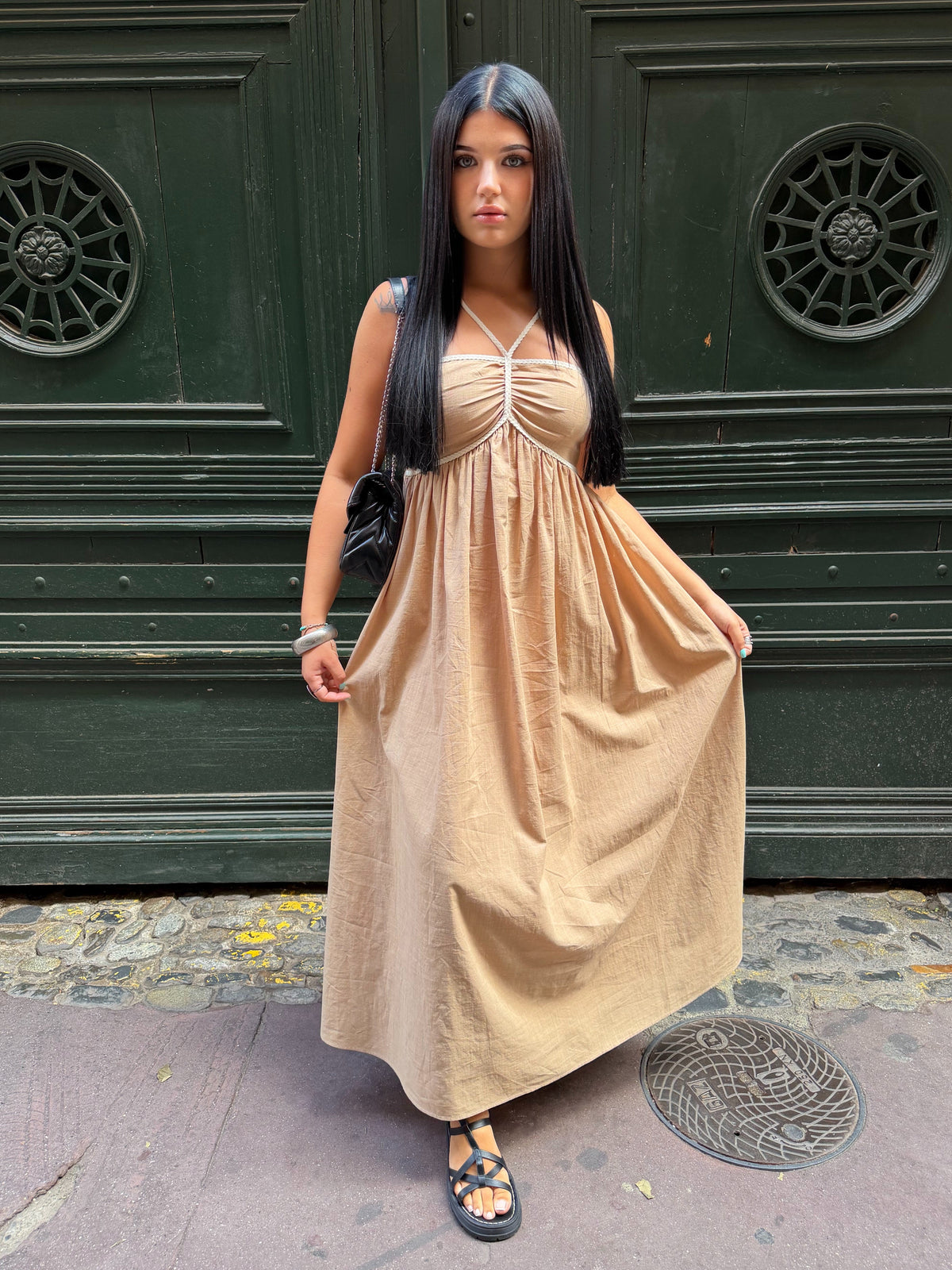 Robe maxi beige