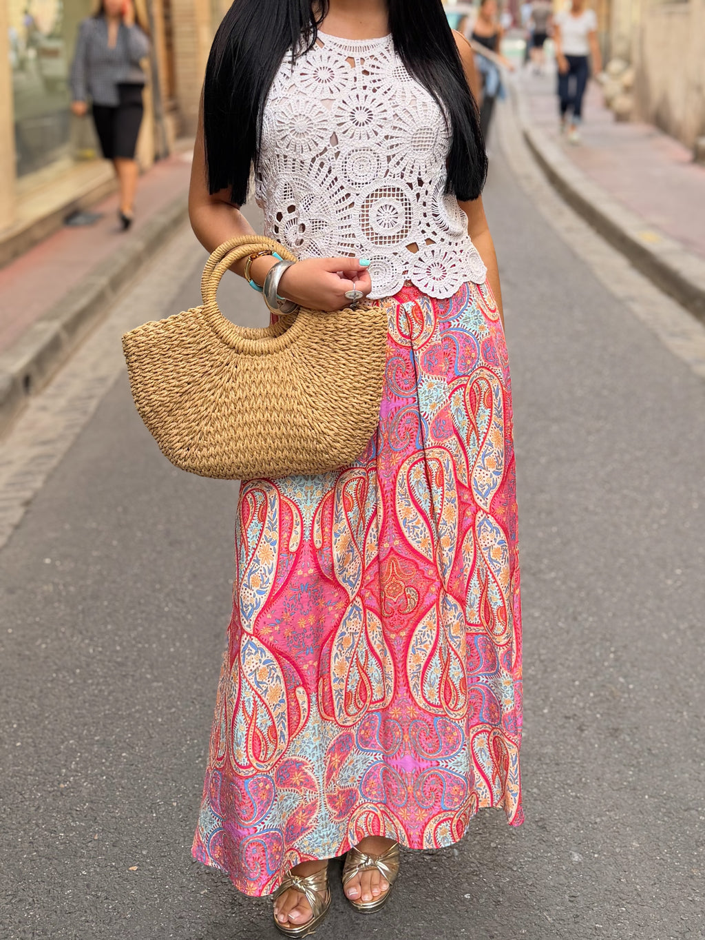 Top en crochet à motifs