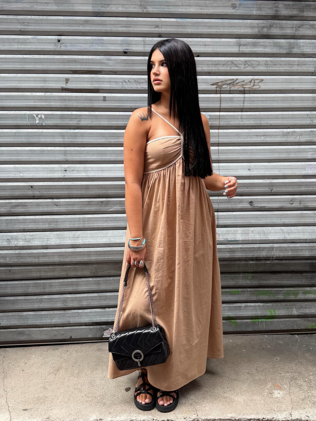 Robe maxi beige