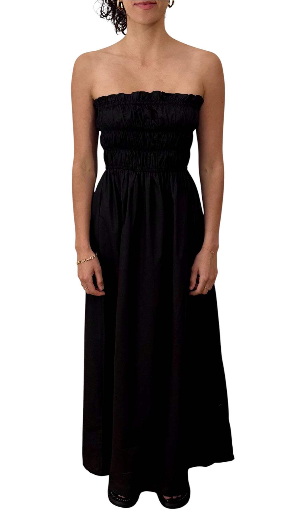 Robe en popeline smockée