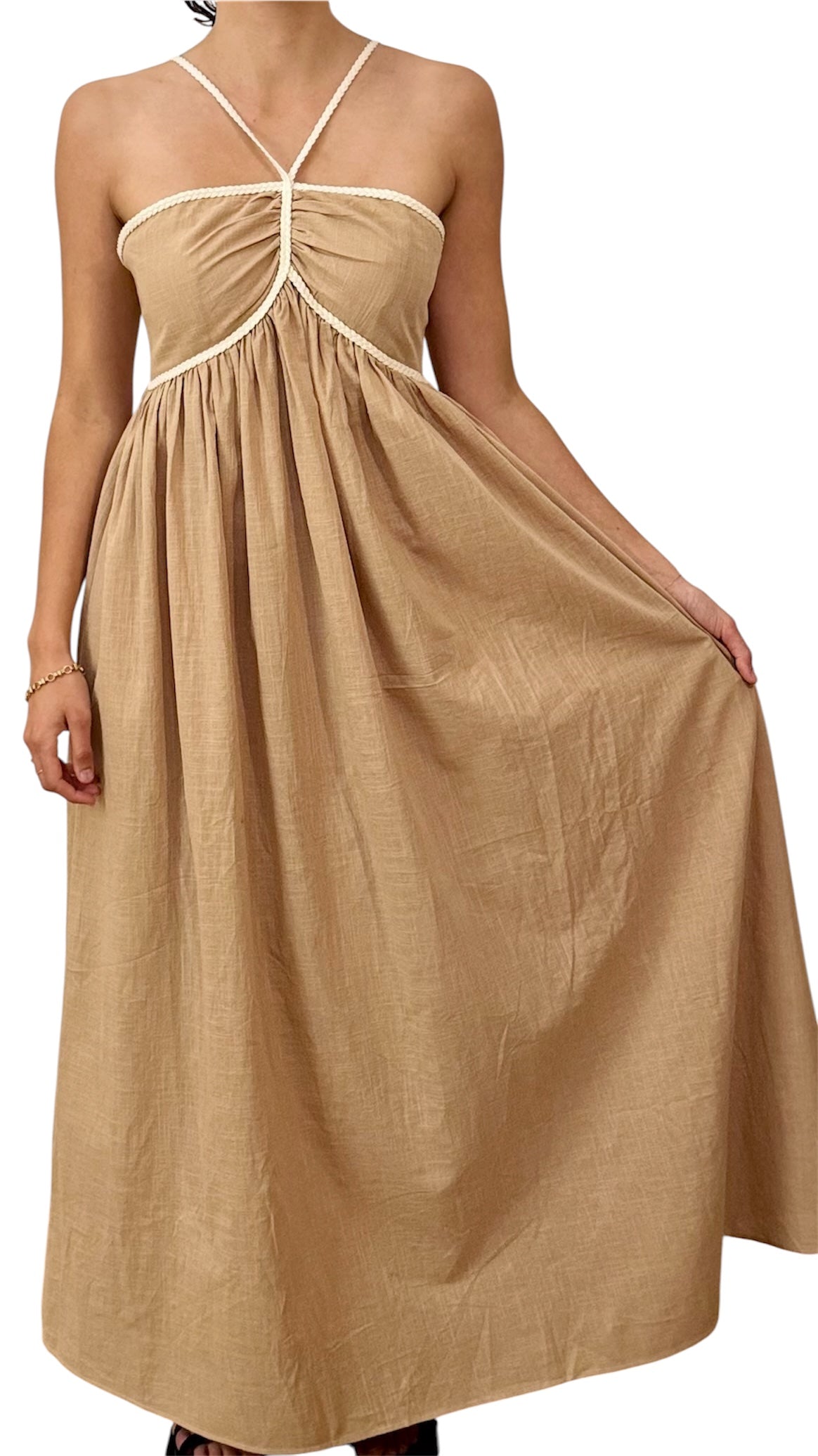 Robe maxi beige