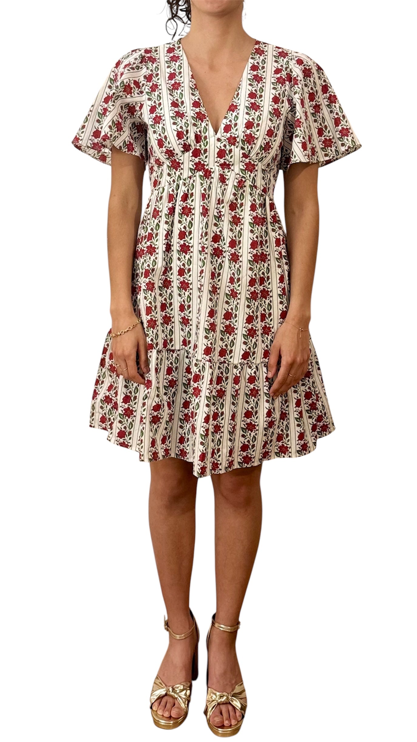 Robe courte fleurie rayée