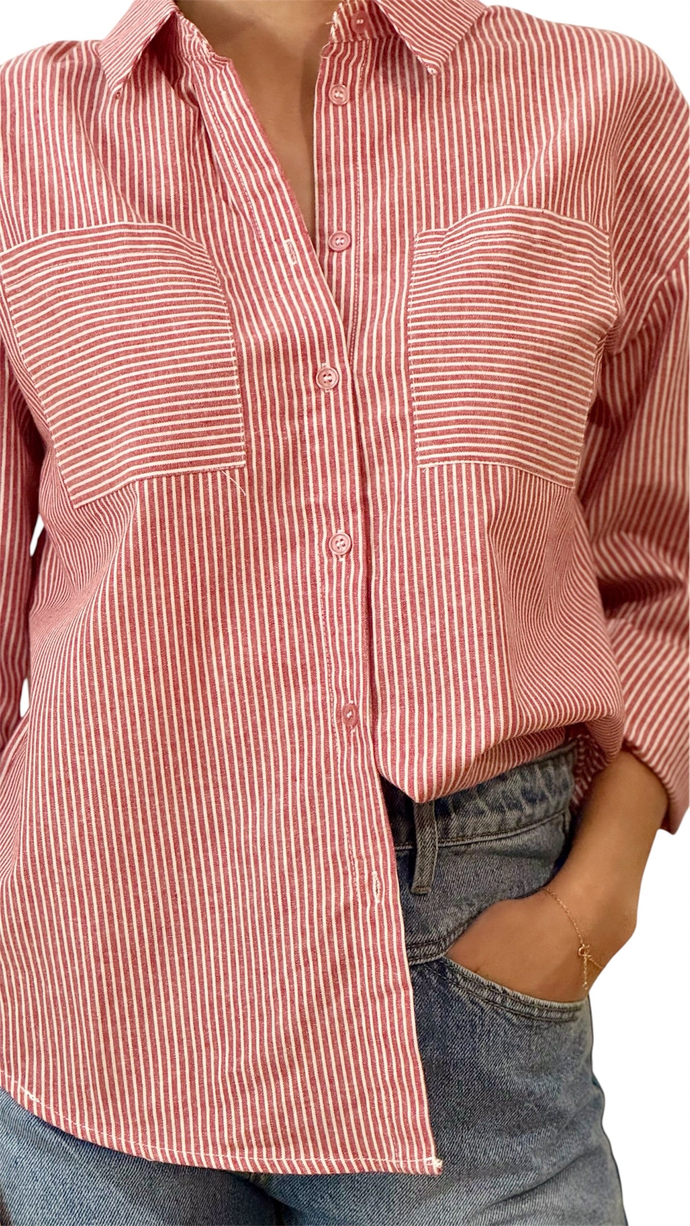 Chemise rayée rouge